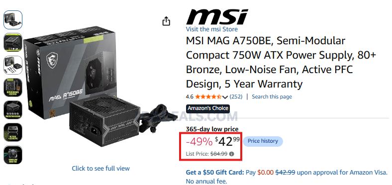 $85 MSI POWER SUPPLY FOR $42.99 ⚡