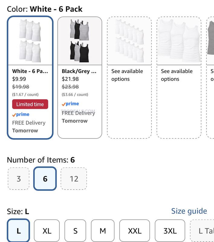 6 PACK HANES TANKS FOR $10 ON AMAZON
