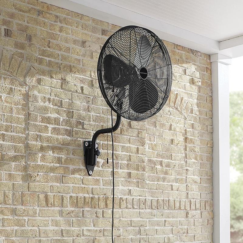 Hampton Bay - 24 in. 3-Speed Oscillating High Velocity Black Wall Mount Fan with 3 Blades