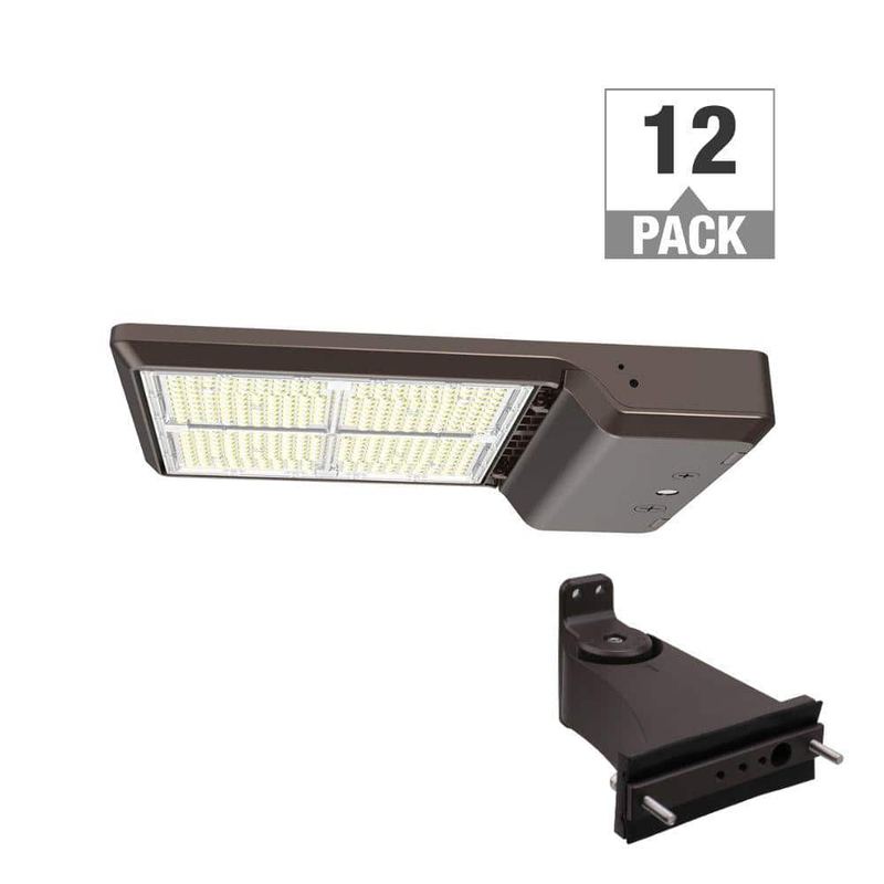 ETI LIGHTING - 1000-Watt Equivalent Integrated LED Bronze Area Light Straight Arm Kit 24,000-43,500lm TYPE 3 Adjust Lumens CCT(12-Pack)