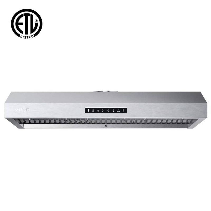 VIKIO - 42 in. 560 CFM Ducted Under Cabinet Range Hood in Stainless Steel with 3-Way Venting Removable LED and Gesture Control