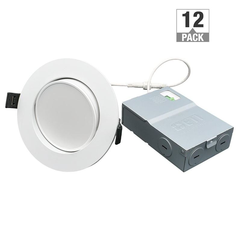ETI LIGHTING - 12-pack Altair 4 in. Gimbal Canless Downlight Integrated Recessed Light Trim 650 Lumens 8-Watt 120 Volt Adjustable CCT
