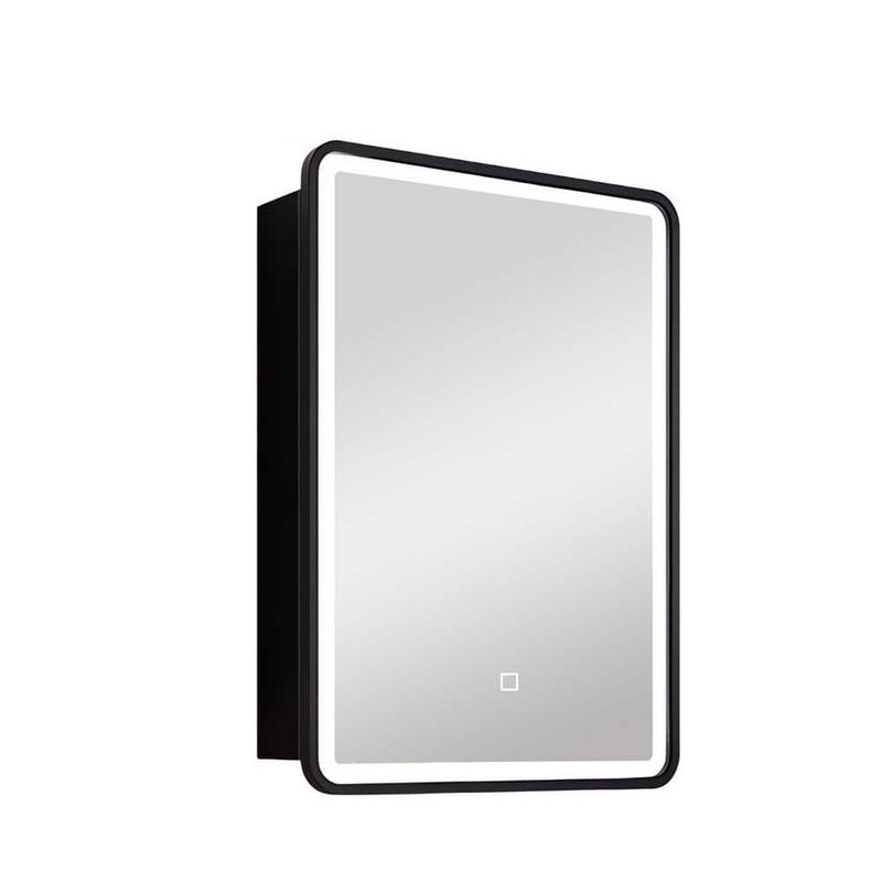 Runesay - 24 in. W x 30 in. H Rectangular Black Aluminum and Iron Recessed/Surface Mount LED Anti Fog Medicine Cabinet with Mirror