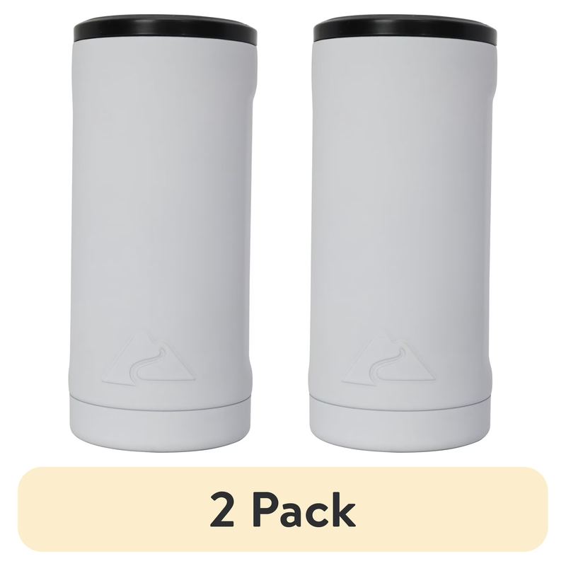 $8.54 (2 pack) Ozark Trail 12 oz Stainless Steel Slim Can Drink Sleeve, Matte White