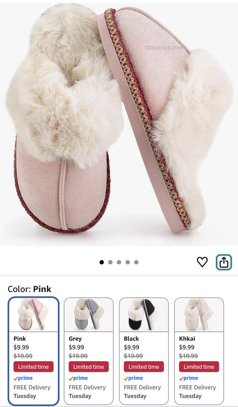 $10 Women’s Fuzzy Memory Foam Slippers