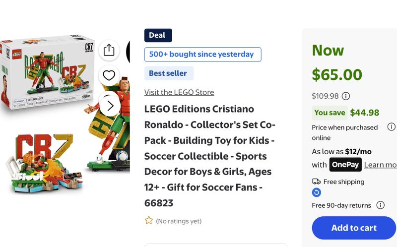 $109.98 - LEGO Editions Cristiano Ronaldo ⚽️