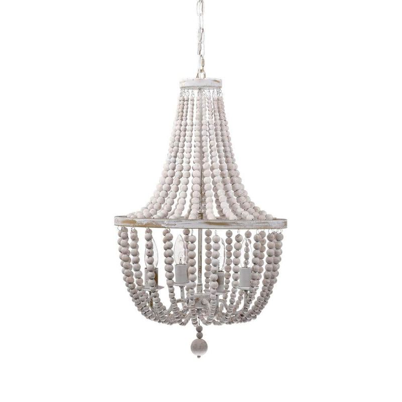Warehouse of Tiffany - Samsa 16 in. 4-Light Indoor Weathered White and Matte Gold Chandelier with Light Kit