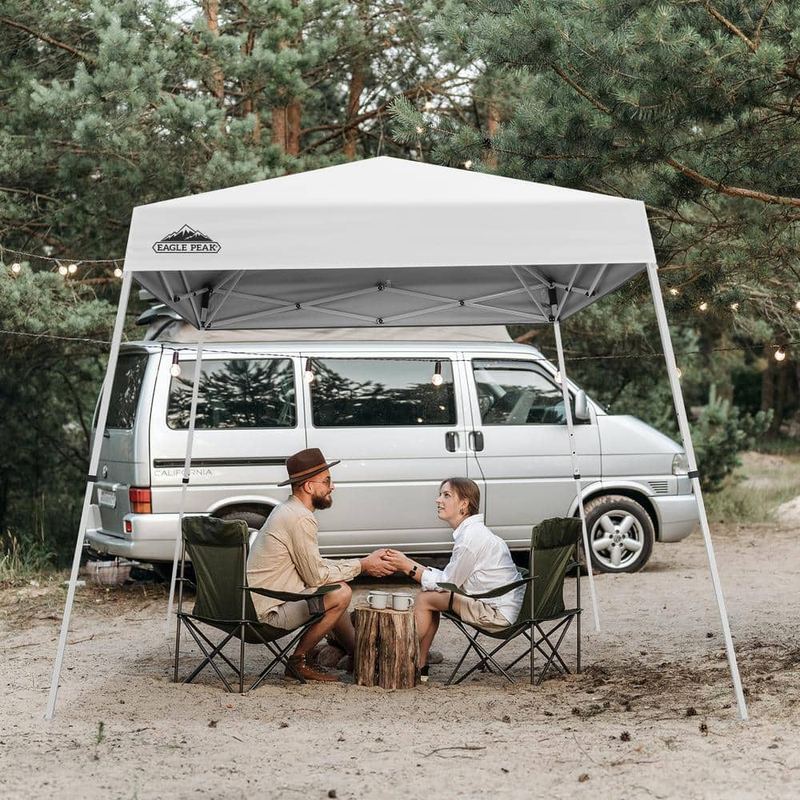 EAGLE PEAK - 8 ft. x 8 ft. White Slant Leg Pop-Up Canopy