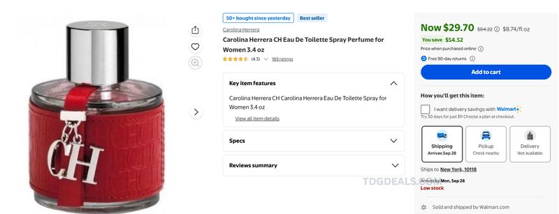 CAROLINA HERRERA CH 3.4 OZ ONLY $29 AT WALMART
