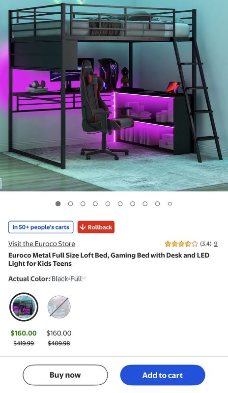 FULL SIZE GAMING LOFT BED FOR $160
