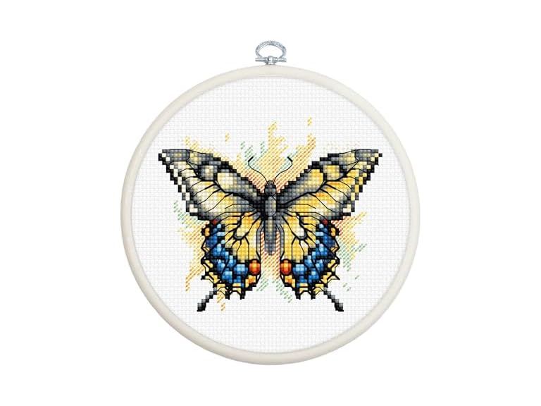Luca-S Cross Stitch Kit with Hoop Butterfly