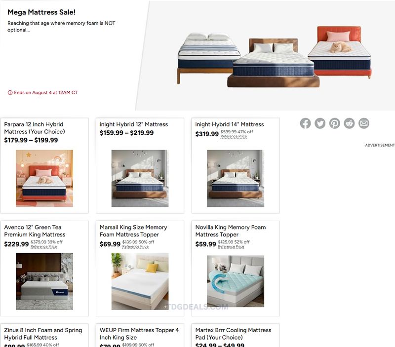 MEGA MATTRESS SALE AT WOOT