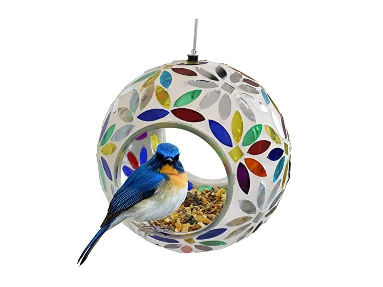Sunnydaze 6" Rainbow Daisies Mosaic Bird Feeder