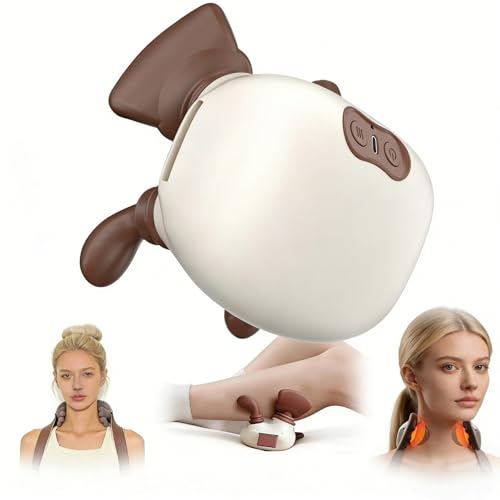 JIANHENG Shoulder and Neck Massager with Heat, 4D Bionic Heated Neck Massager for Pain Relief Deep Tissue, Electric Kneading Shiatsu Back Massager for Home Office Travel Relax Muscle Tension (White)