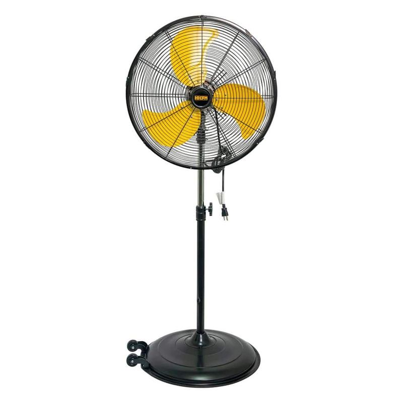 WOCK - HICFM 20 in. 3-Speeds High Velocity Oscillating Pedestal Fan in Yellow with 1/5 HP Powerful Motor, 5000 CFM