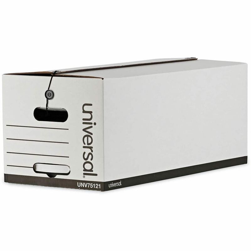 Universal - Deluxe  White  Flap String/Button Closure Medium Duty Stackable Corrugated Fiberboard For Box File 12 / Carton