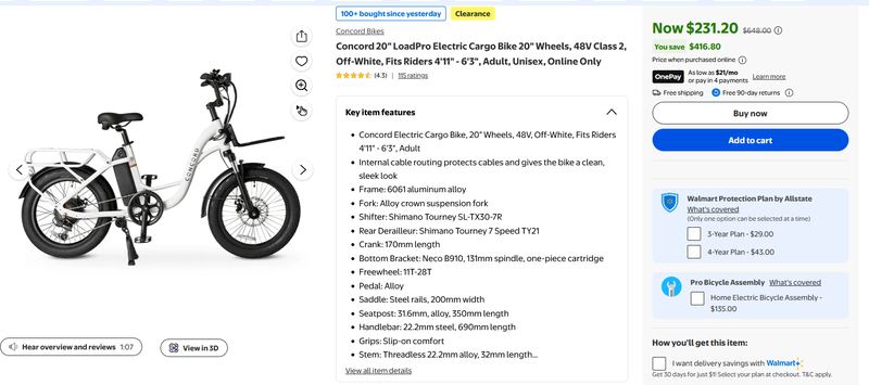 $231 E-Bike, down from $650