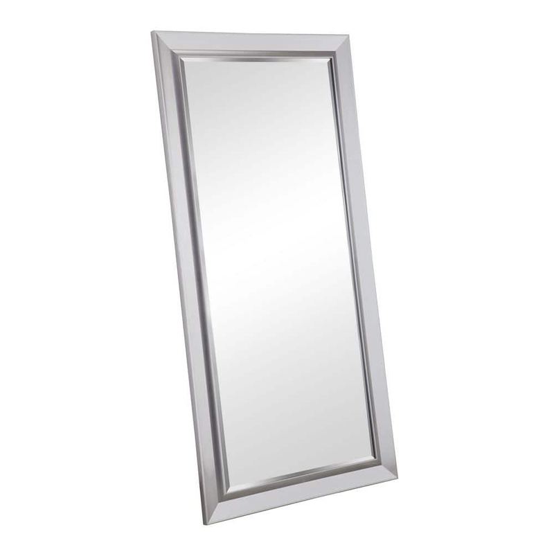 MAYKOOSH - Silver White 32 in. W x 66 in. H Rectangle Wood Full Length Mirror, Large Modern Floor Mirror for Bedroom