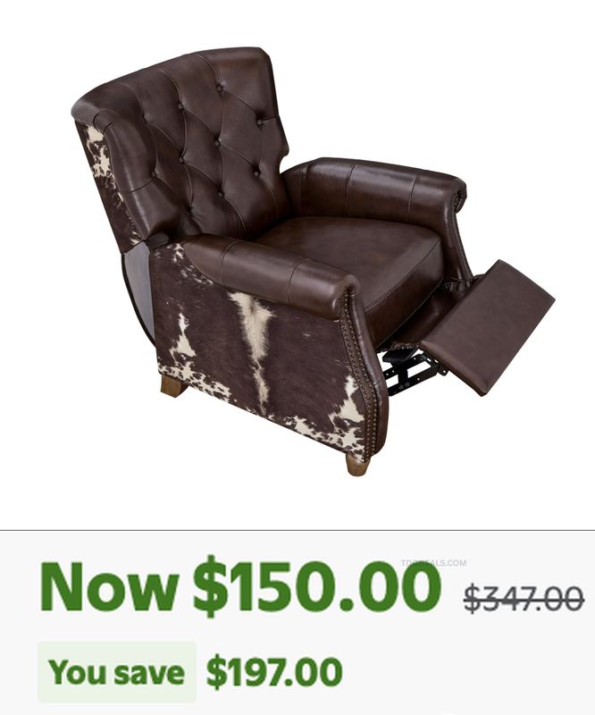 $197 OFF PUSHBACK LEATHER RECLINER, NOW $150
