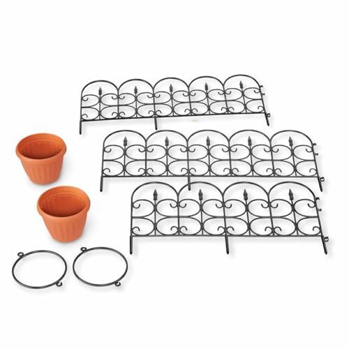 SkyMall Decorative 5 Piece Garden Border Fence and Planter Set