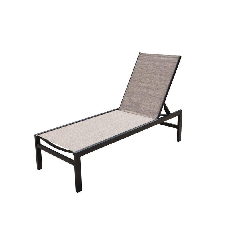Modern Full Flat Aluminum Patio Reclining Adjustable Chaise Lounge with Sunbathing Textilence in Beige