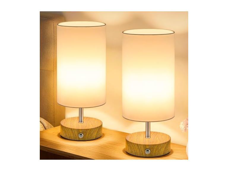 75% OFF: TOBUSA Touch Table Lamp Wood 2 Pack