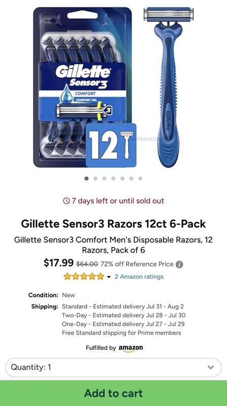 PACK OF 6 – 12CT GILLER RAZORS FOR $18