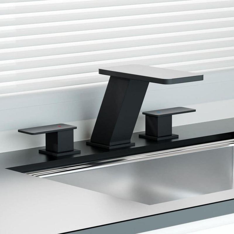 INSTER - Neo 8 in. Widespread 2-Handle Bathroom Faucet 3-Hole Bathroom Sink Faucet with Pop-Up Drain in Matte Black