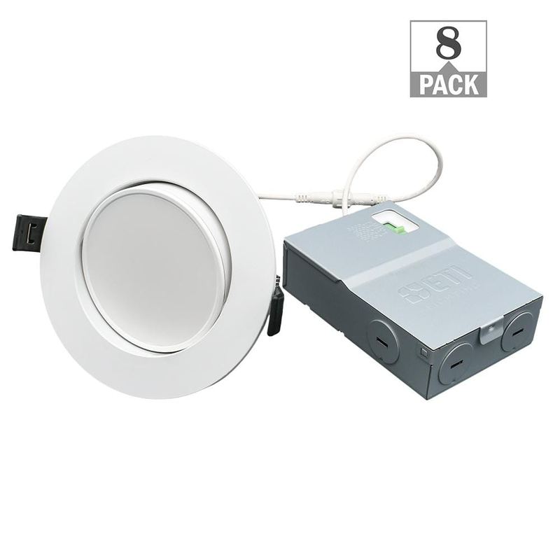 ETI LIGHTING - Altair 4 in. Gimbal Canless Downlight Integrated Recessed Light Trim 650 Lumens 8-Watt 120 Volt Adjustable CCT (8-Pack)