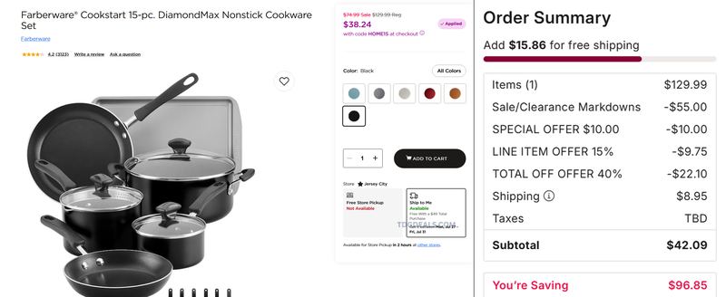 FARBERWARE 15-PIECE COOKWARE SET