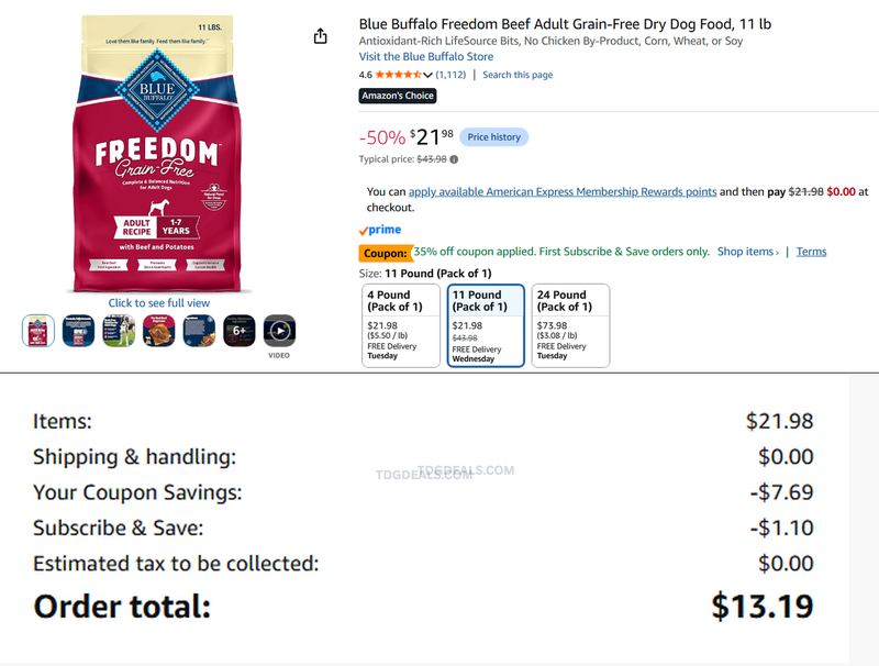 BLUE BUFFALO FREEDOM 11LB — $13.57