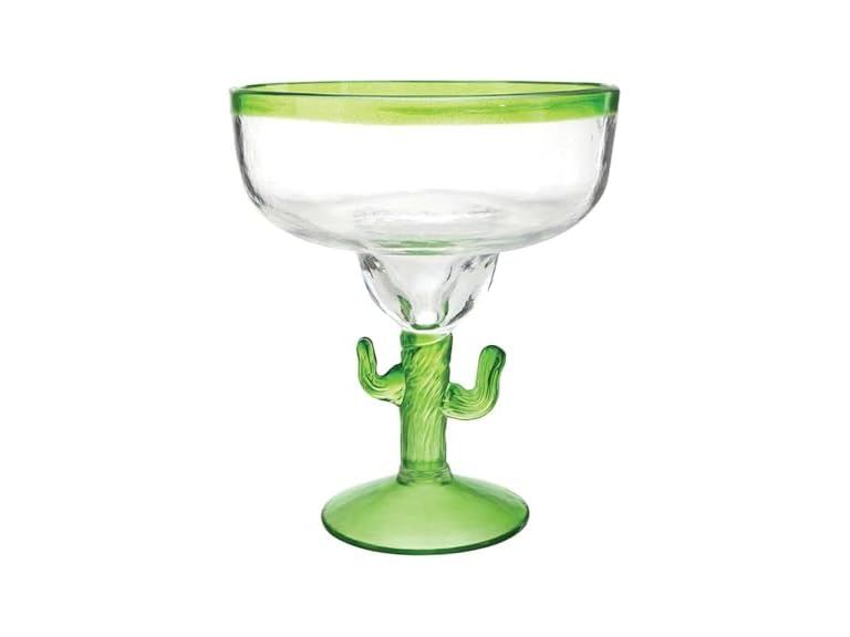 Acrylic Cocktail Glass with 3D Figurine Stem, 17.5-Ounce, Green Cactus Margarita