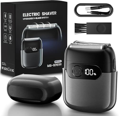 Electric Foil Shaver for Men, Compact 3D Floating Shaving Heads, Electric Razor for Men, IPX8 Waterproof, USB-C Fast Energy, 90-Min Runtime, LED Display, Wet/Dry, Travel Lock Father's Day Gunmetal