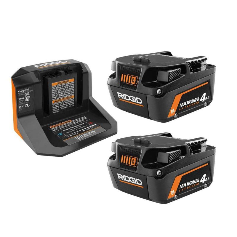 RIDGID - 18V MAX Output Starter Kit with (2) 4.0 Ah Batteries and Charger