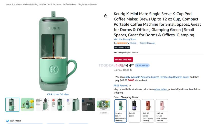 KEURIG K-MINI MATE — $49.99