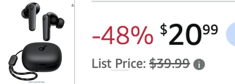 $39.99 SOUNDCORE BY ANKER EARBUDS FOR $20.99 🎶