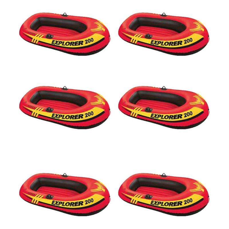 Intex - Explorer 200 Inflatable 2-Person Boat Raft Pool Set with 2 Oars and Pump (6-Pack)