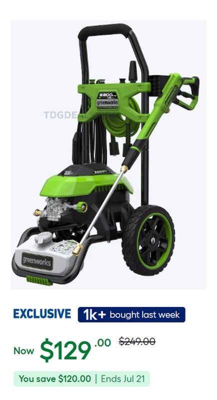 UNDER $130 FOR A GREENWORKS PRESSURE WASHER 🚨