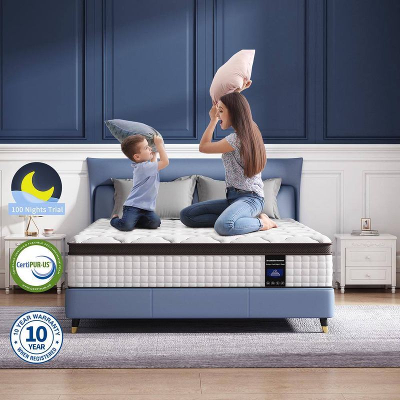 Kescas - Serleep King Medium Hybrid 14 in. Bed-in-a-Box Mattress