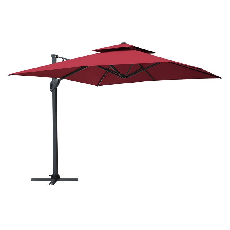 Mondawe - 10 x 10ft Square Cantilever Umbrella 360° Rotation - Red