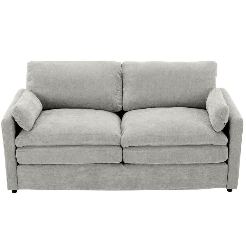 Qualler - 68.1 in. Chenille Upholstered Seats Loveseat in Light Gray