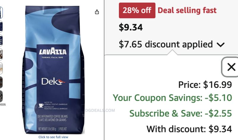 $16.99 LAVAZZA DEK DECAF COFFEE BEANS FOR $9.34 ☕