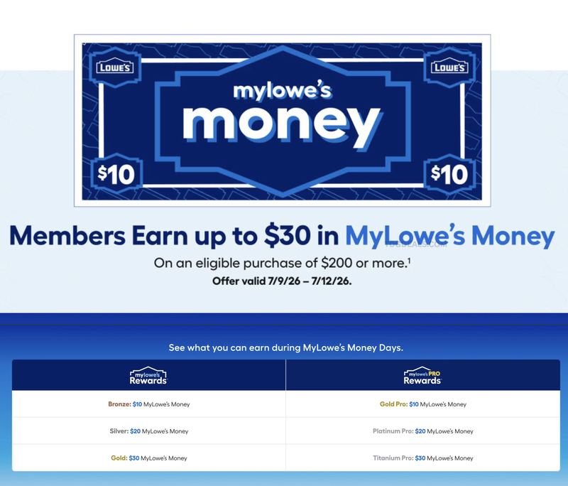 LOWE’S MEMBERS EARN UP TO $30 BACK 💸