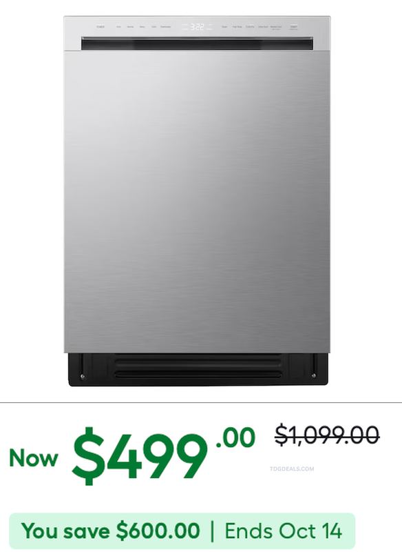 $1,099 LG THIRD RACK DISHWASHER FOR $499