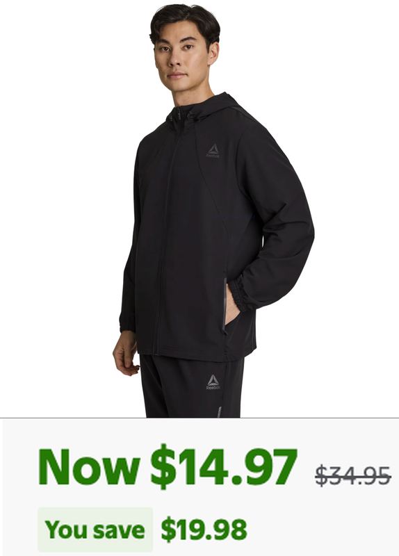 $14.97 REEBOK MEN'S SWIFTMOTION WOVEN JACKET