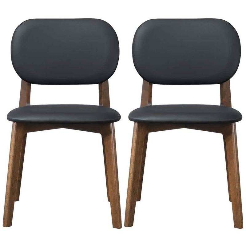 Ashcroft Furniture Co - Plano Black Vegan Leather Luxury Side Chair Set of 2