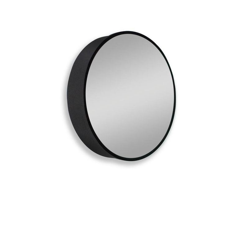 Runesay - 30 in. W x 30 in. H Round Black Iron and Aluminum Surface Mount Large Storge Medicine Cabinet with Mirror