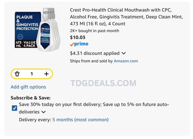$10 Crest Pro-Health Clinical Mouthwash (4-Pack)