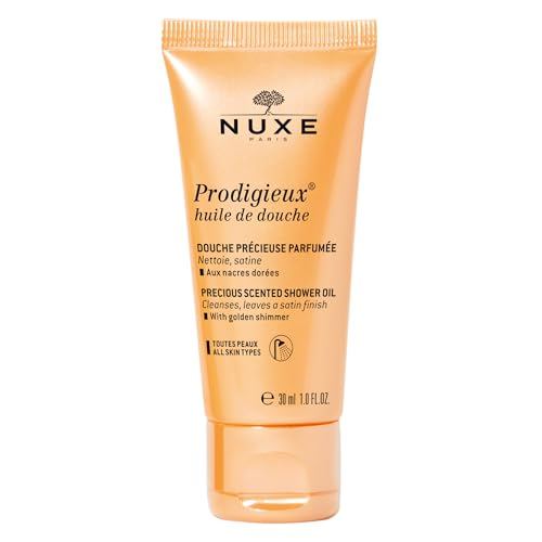 NUXE Prodigieux Shower Gel - Golden Pearly Shower Oil for Gentle Cleansing, Silky Soft Skin with Long-Lasting Fragrance