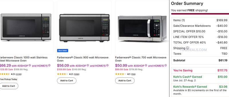 FARBERWARE MICROWAVE — $61.19